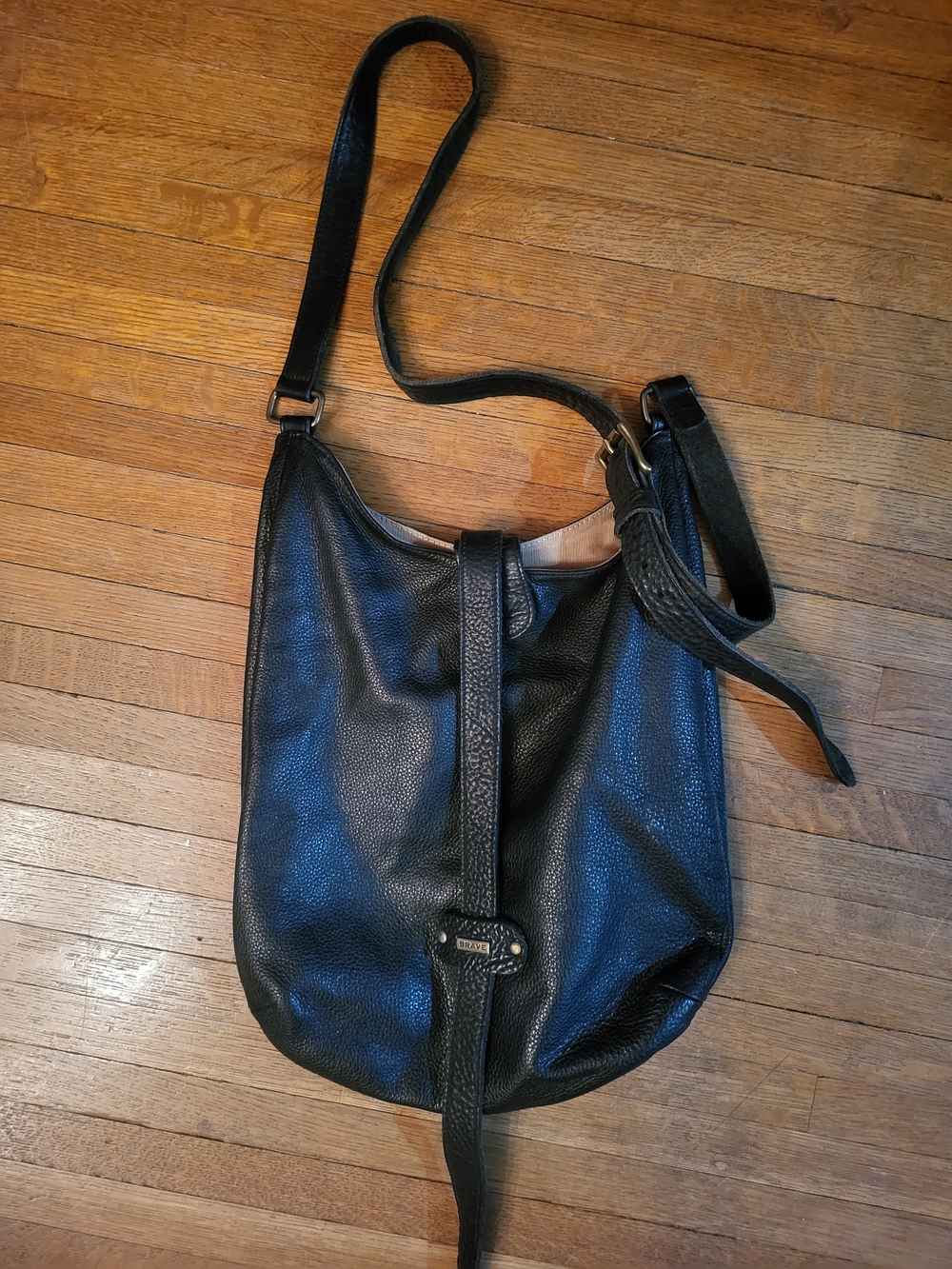 Brave Leather - Made In Canada Black Pebbled Leather Crossbody Hobo Bag